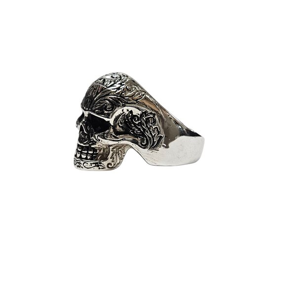 925 Silver Mens skull punk Ring - Picture 4 of 6